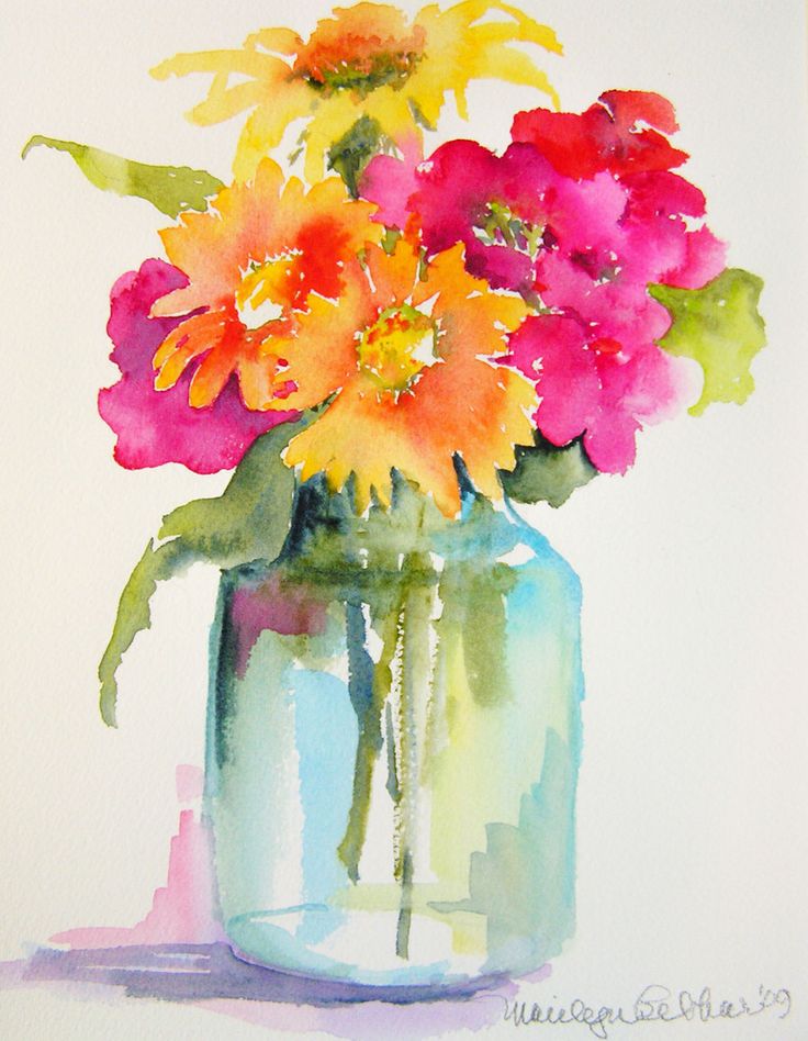 736x948 Pink, Orange, Yellow Flowers In Mason Jar Vase