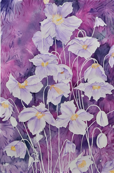 396x600 Watercolor Flower Painting Of Himalayan Poppies By Watercolor