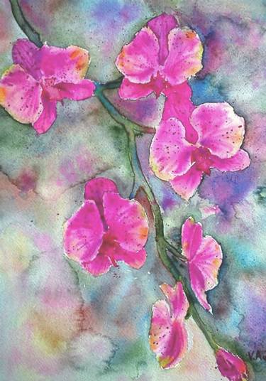 375x536 Watercolor Flowers, Floral Watercolor, Orchid Painting, Fine Art