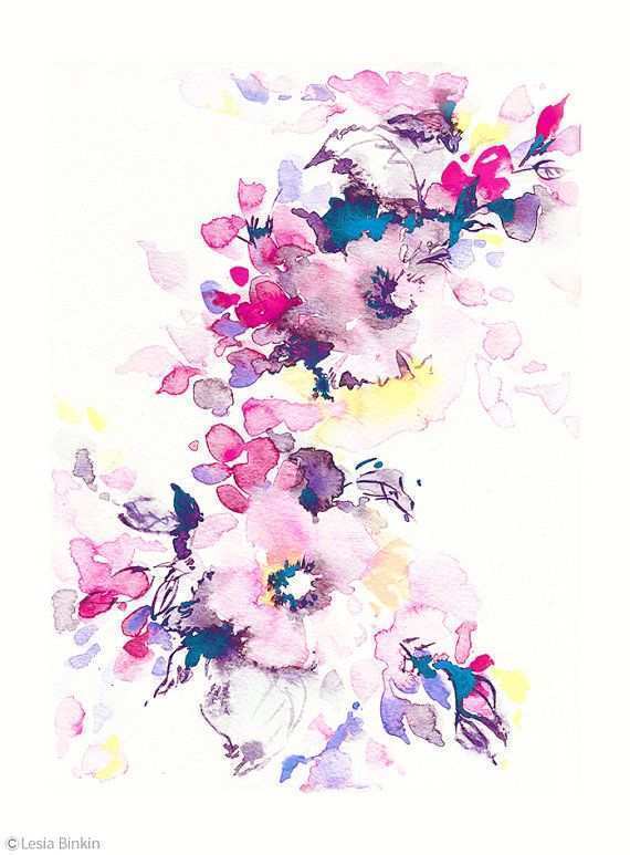 570x773 Flow Painting Luxury Bright Watercolor Flower Art Watercolor