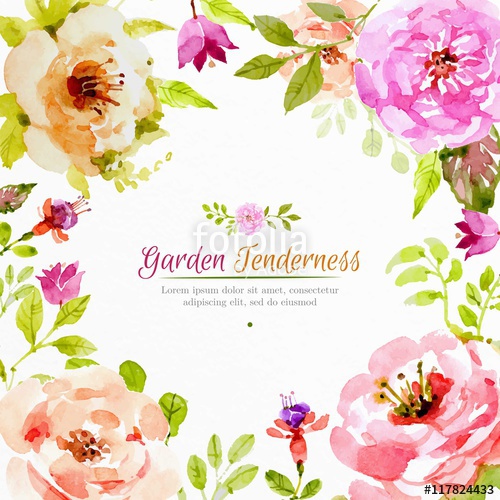500x500 Realistic Watercolor Flowers Background Stock Image And Royalty