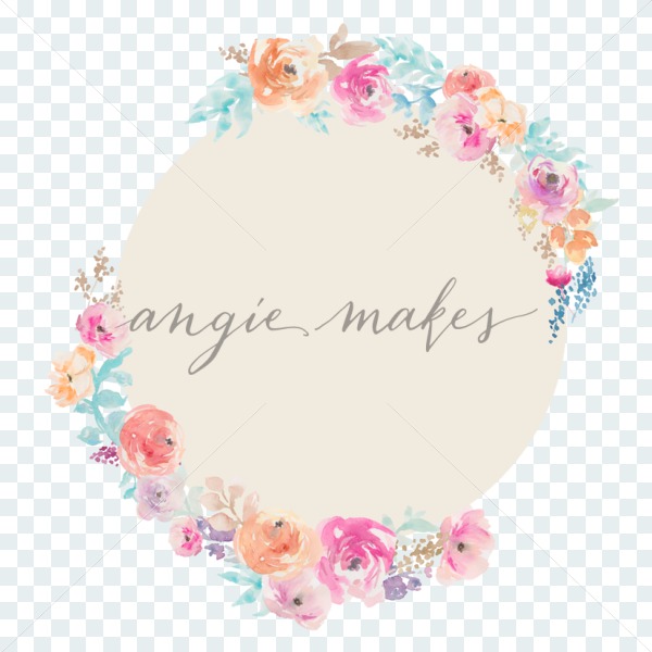 600x600 Round Flower Wreath Background With Watercolor Flowers On