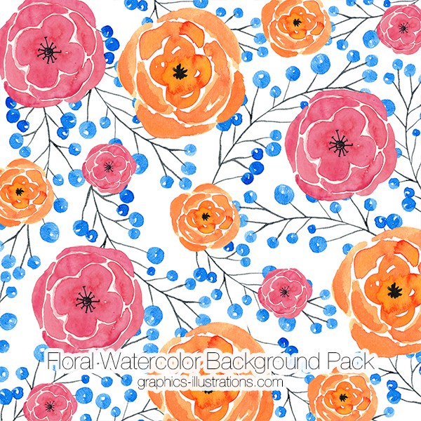 600x600 Watercolor Floral Backgrounds Pack On Graphics