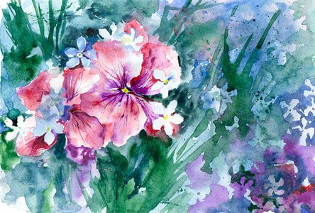 444x300 Watercolor Flowers Premium Clipart