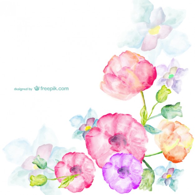 626x626 Watercolor Flowers Greetings Card Vector Free Download