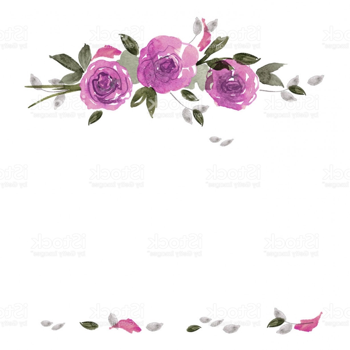 1228x1228 Cute Watercolor Flower Frame Background With Purple Roses Gm