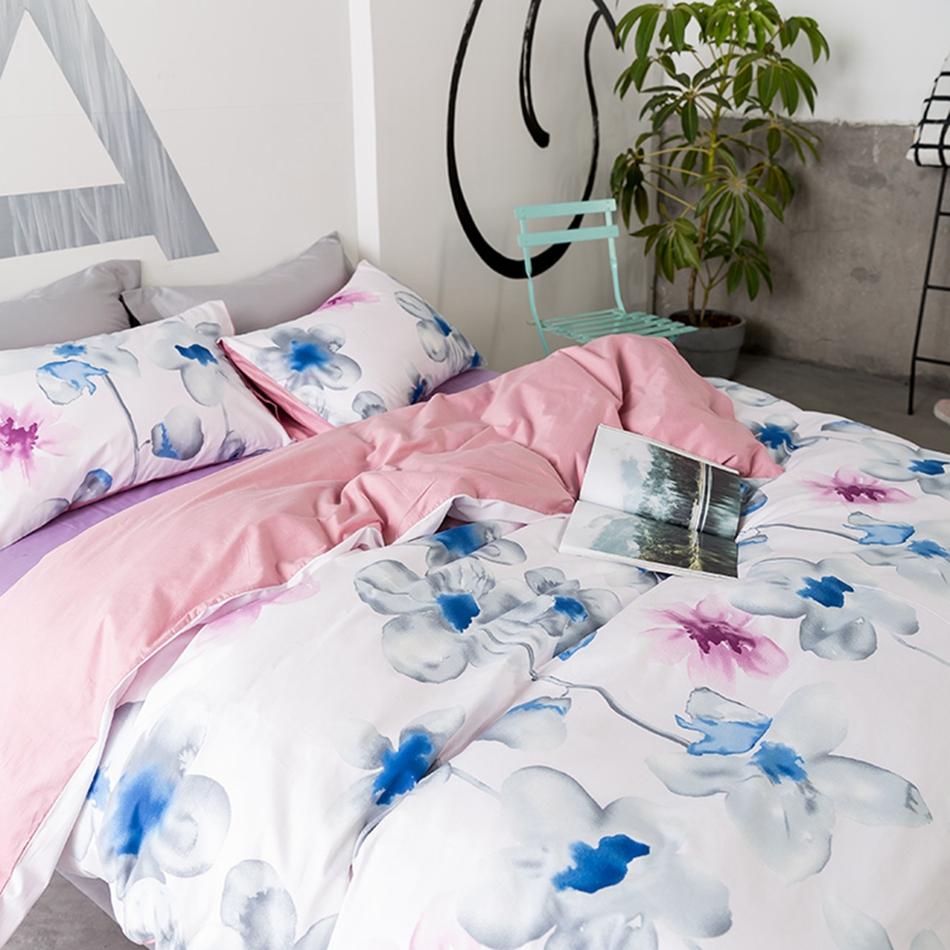 950x950 3watercolor Flower Duvet Cover Solid Color Bed Sheets Pillow Case