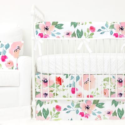 400x400 Watercolor Fairy Tale Floral Bumperless 3 Piece Crib Bedding