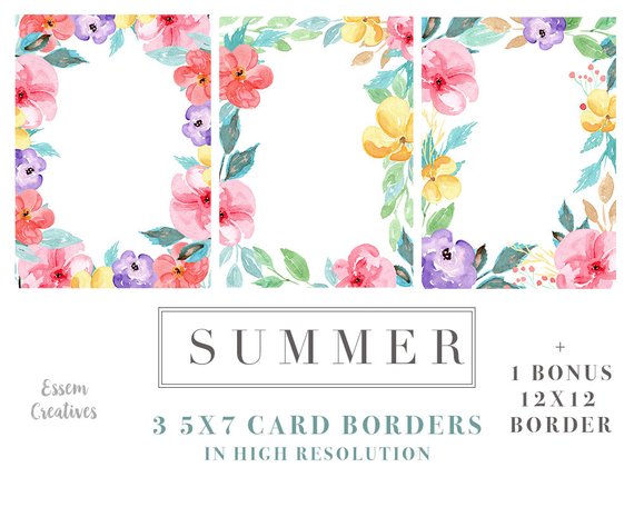 570x456 Tropical Watercolor Clipart Watercolour Flower Borders Etsy