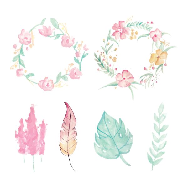 600x600 Flower Border Watercolor Flower Elements
