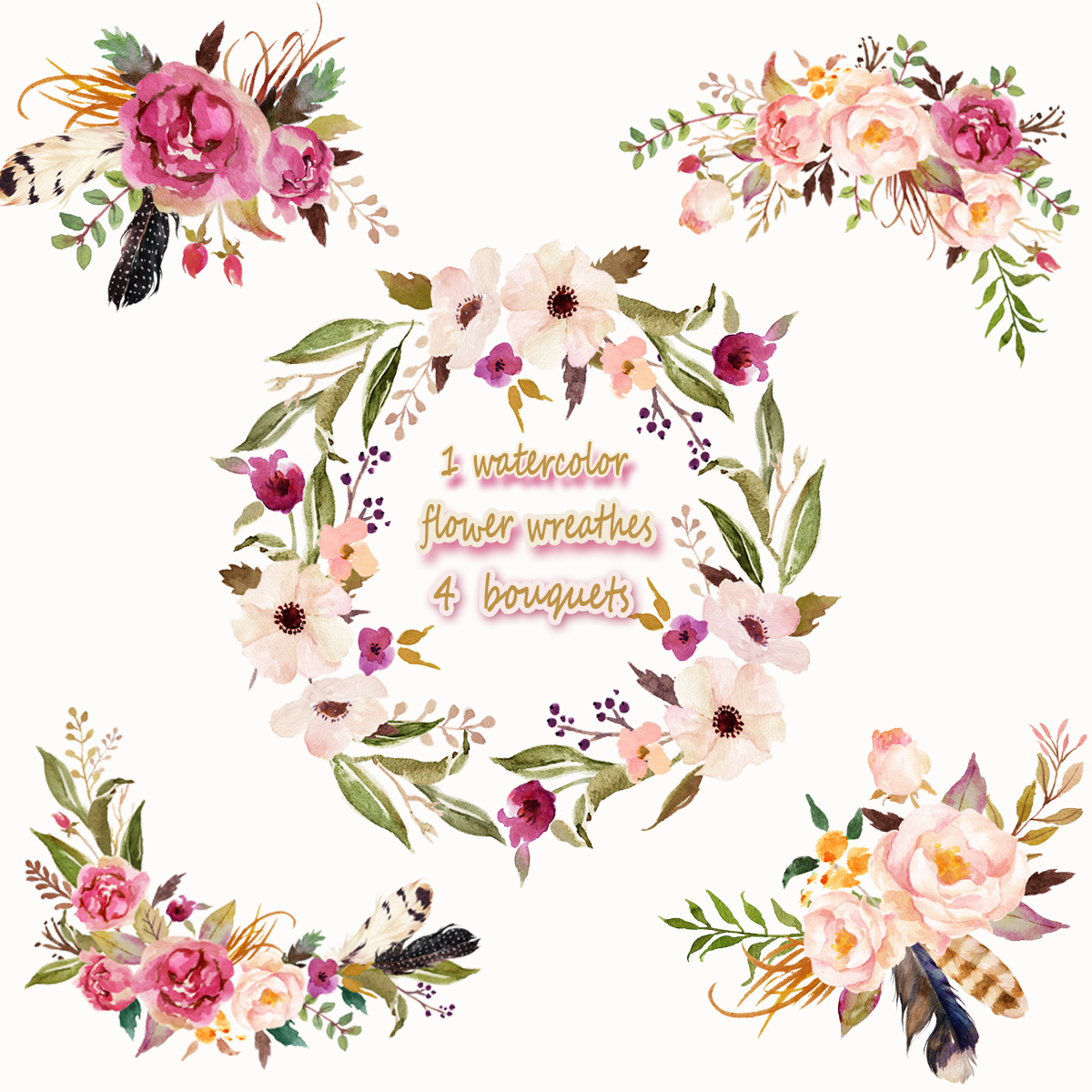 1200x1200 1 Watercolor Flower Wreathesamp4 Flower Frame Png