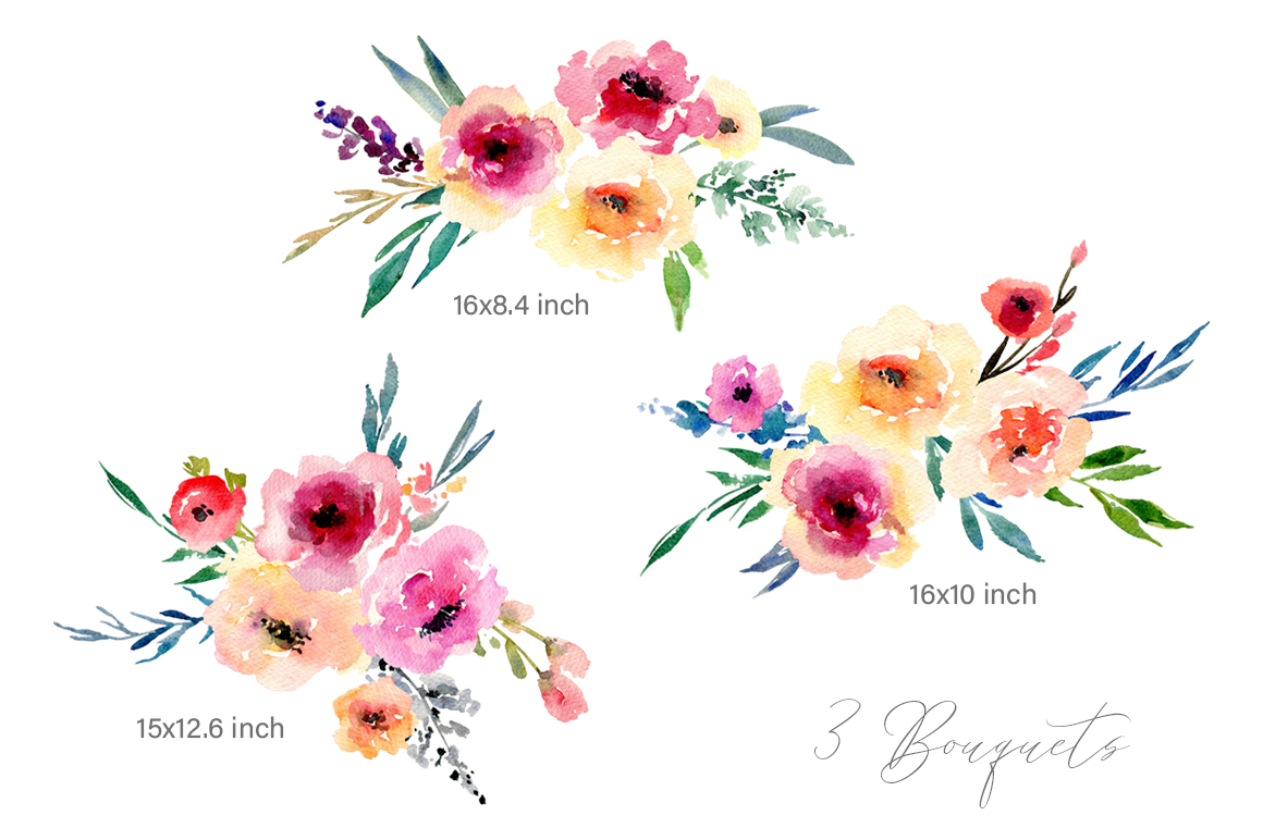 1160x772 Watercolor Flowers Bouquets Png