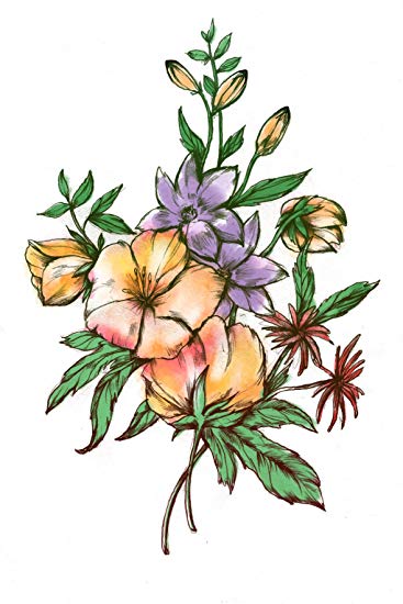 367x550 Watercolor Flower Bouquet Temporary Tattoo