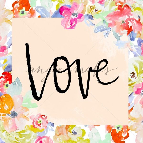 600x600 Love Brushlettering Printable. Printable Love Background With