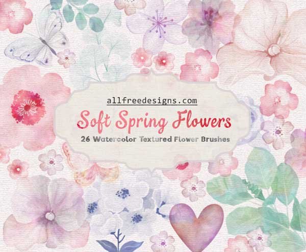 600x494 Watercolor Flowers 26 Soft Spring Flower Ps Brushes To Download Free