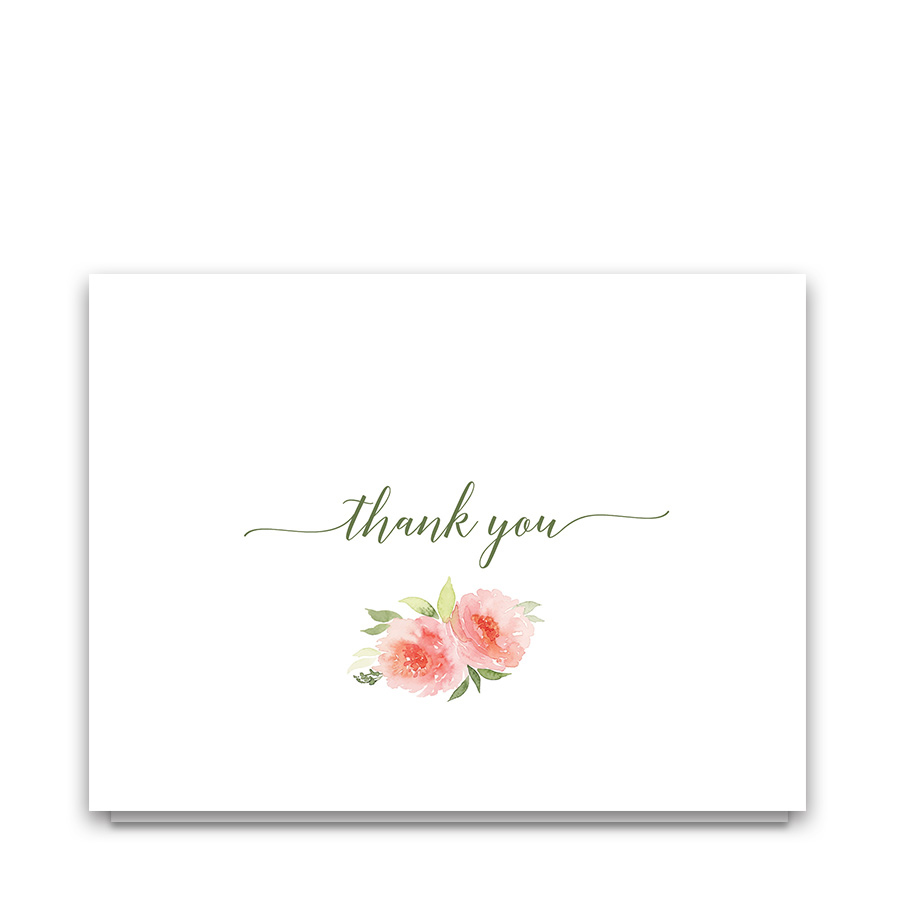 900x900 Coral Watercolor Floral Wedding Thank You Cards