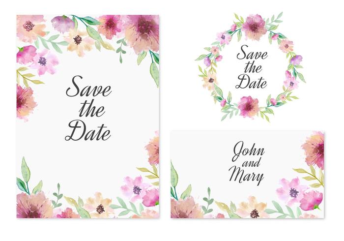 700x490 Vector Save The Date Card With Pink Watercolor Flowers