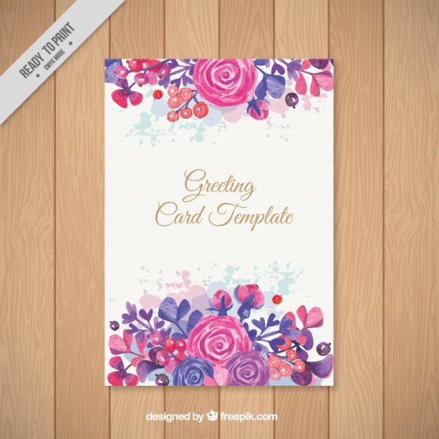 626x626 Watercolor Flowers Card Vector Free Download