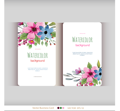 500x462 Beautiful Watercolor Flower Business Cards Vector Set 02 Free Download