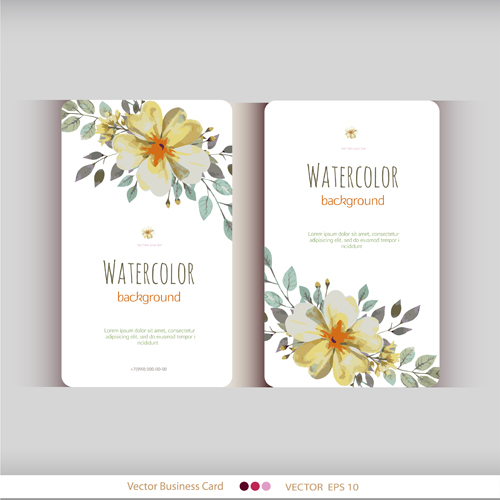 500x500 Beautiful Watercolor Flower Business Cards Vector Set 13 Free Download