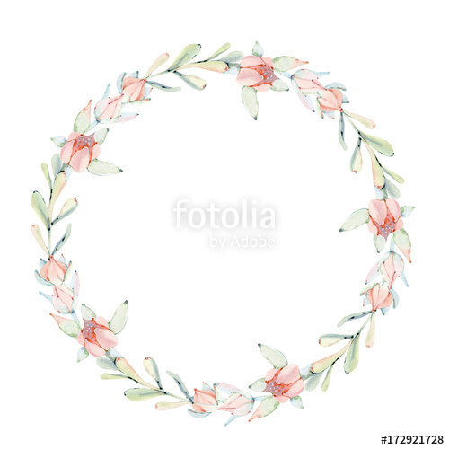 500x500 Elegant Watercolor Flowers Circle Frame Stock Photo And Royalty