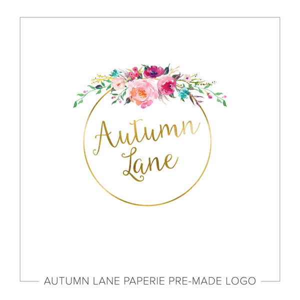 600x600 Gold Foil Circle Logo With Watercolor Flower Burst