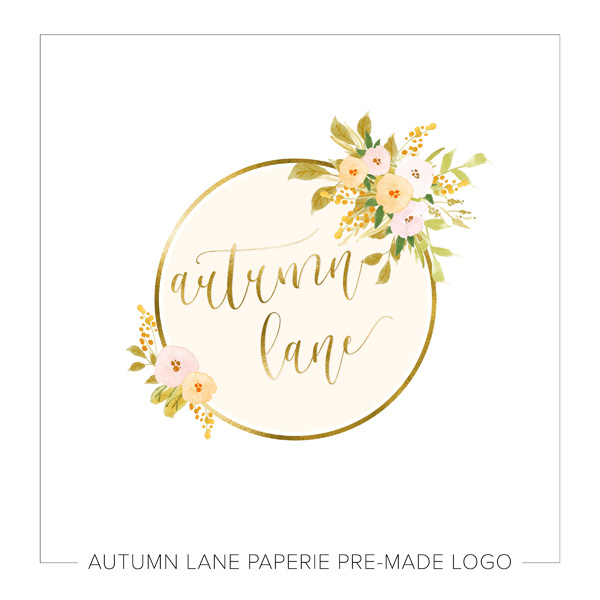 600x600 Gold Foil Circle With Watercolor Amp Autumn Flowers Logo Autumn