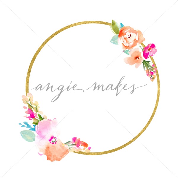600x600 Watercolor Circle Flower Frame