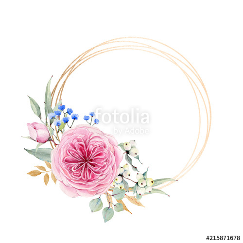500x500 Watercolor Flower Circle Frame. Stock Photo And Royalty Free