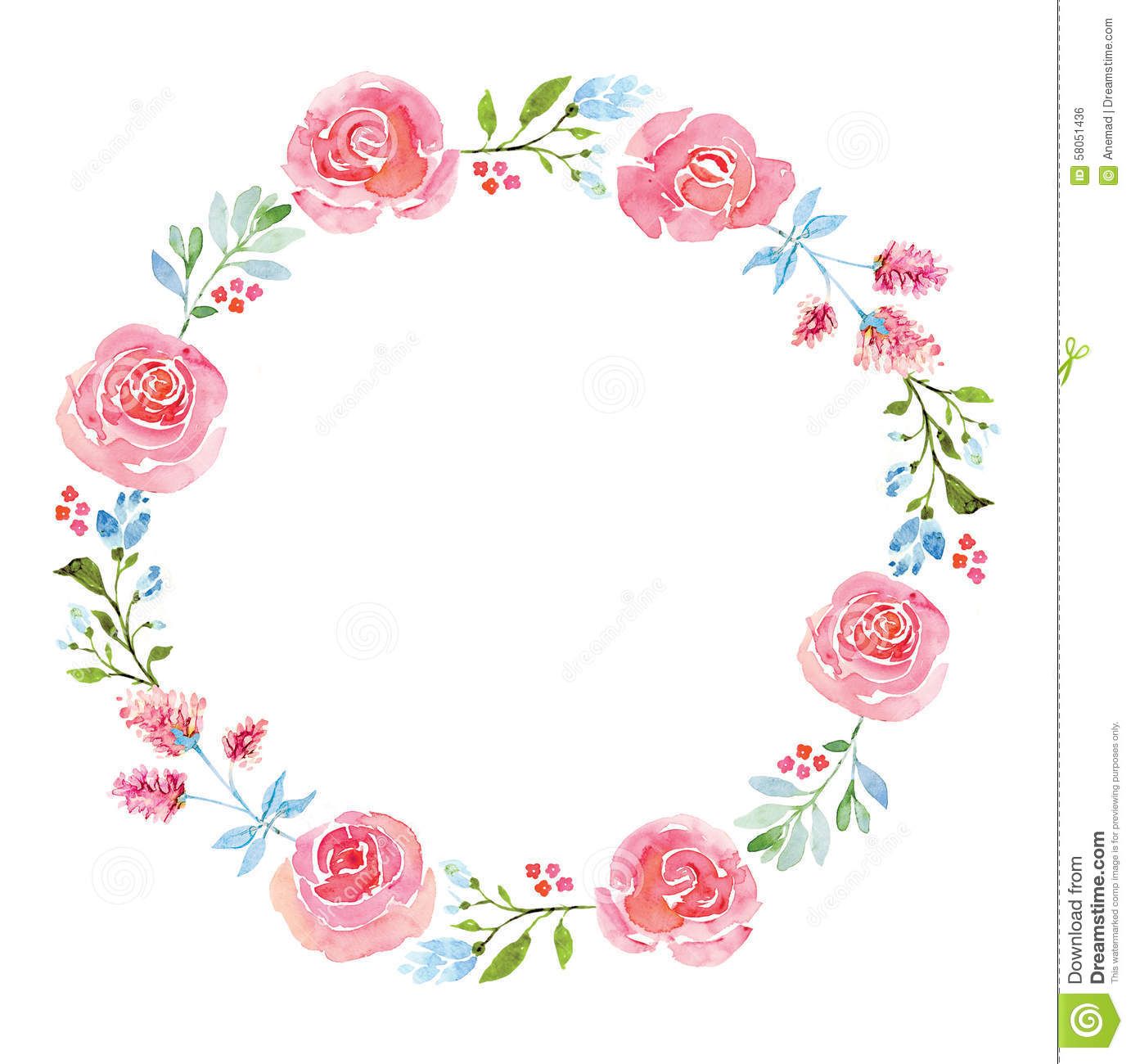 1382x1300 Beautiful Flower Watercolor Wreath