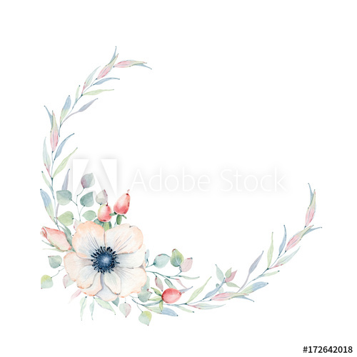 500x500 Elegant Watercolor Flowers Circle Frame