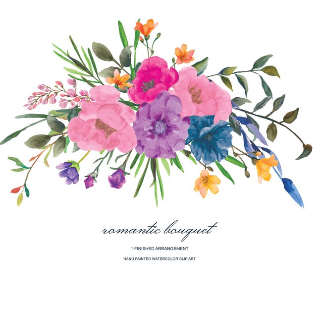 642x643 Pastel Roses Watercolor Flower Clipart One Arrangement Hand Etsy