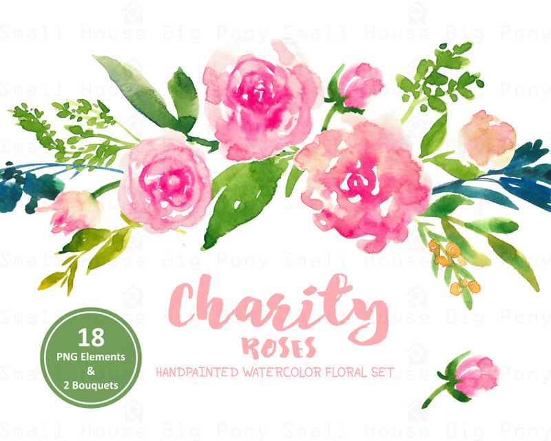 800x640 Pink Wedding Flowers Clipart Design Digital Watercolor Flower