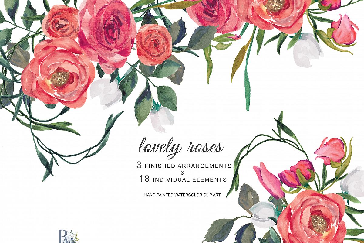 1200x800 Red Roses Watercolor Flower Clipart