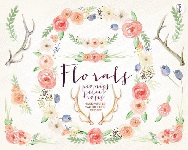 640x512 Watercolor Flower Wreath, Juliet Roses, Peonies, Wedding Flowers