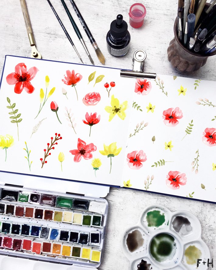 710x887 Red Amp Yellow Free Watercolor Flowers Clipart