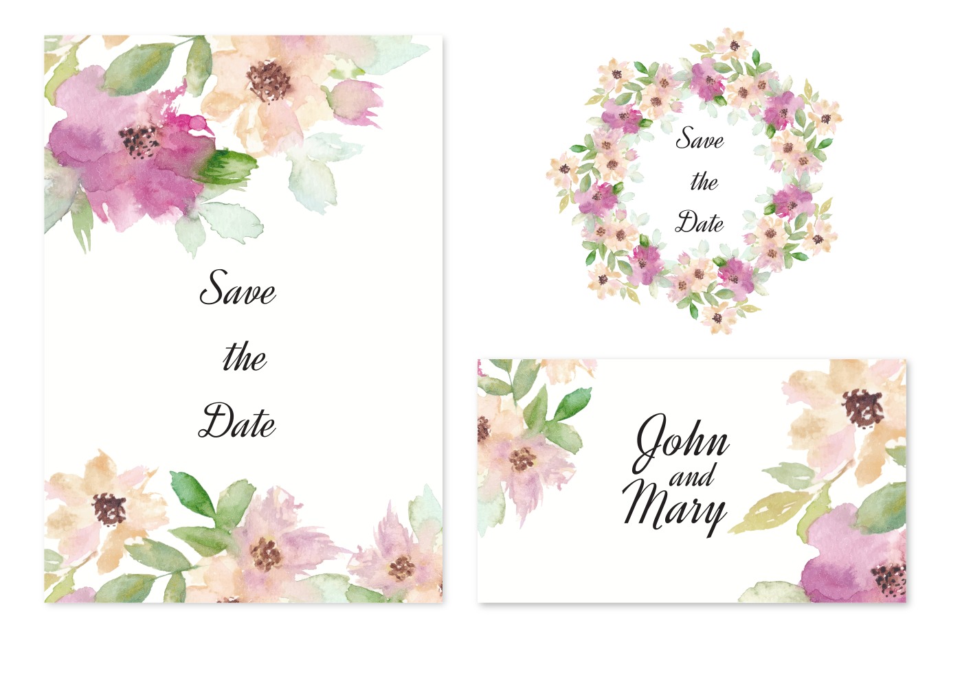 1400x980 Watercolor Flowers Free Vector Art