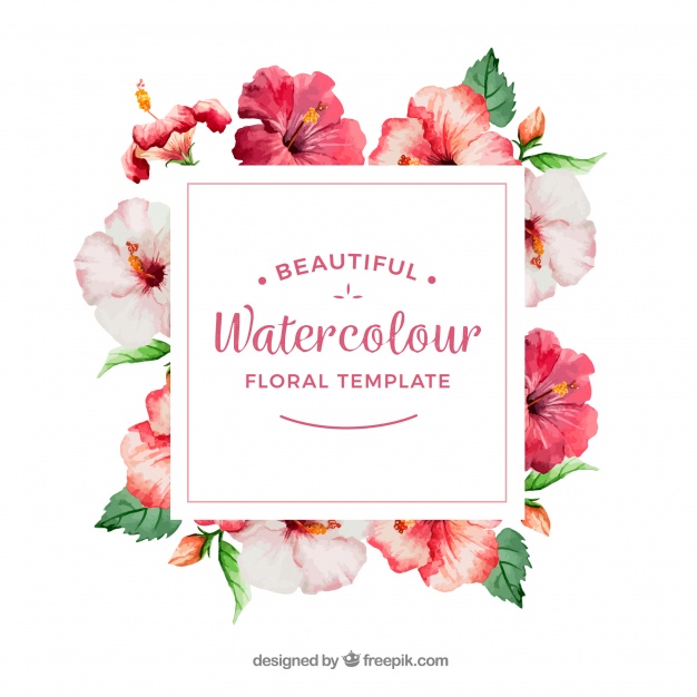 626x626 Decorative Frame With Watercolor Flowers Vector Free Download