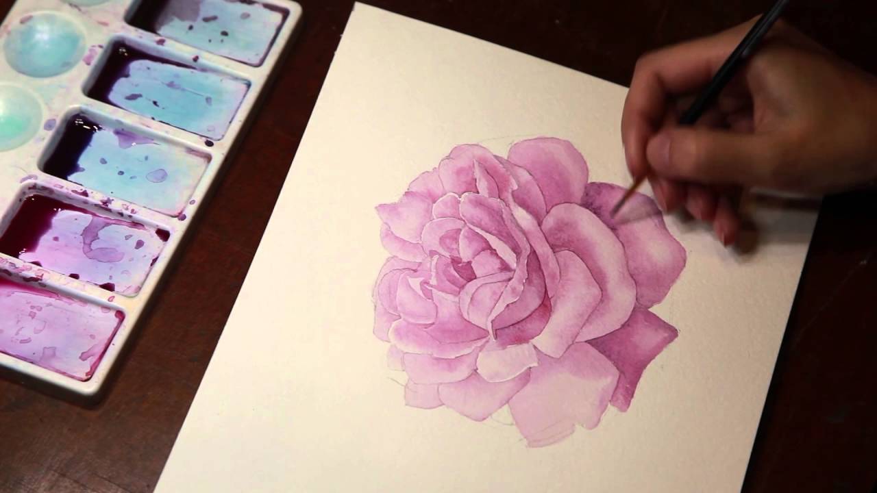 1280x720 Drawing A Rose Watercolor.