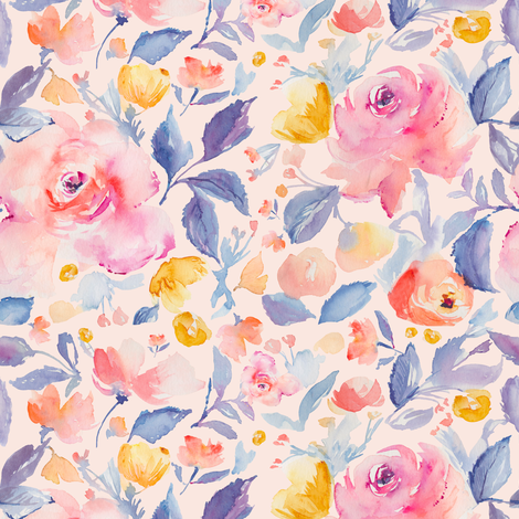 470x470 Pink Watercolor Flower Fabric Wallpaper