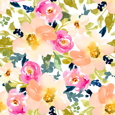 470x470 Portadown Watercolor Flowers On White Fabric