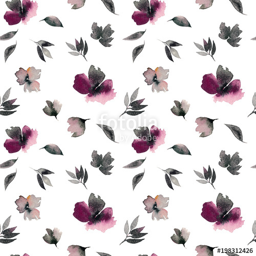 500x500 Seamless Floral Pattern. Watercolor Flowers. Floral Background