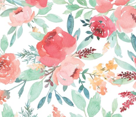 470x403 Large Watercolor Flowers Fabric