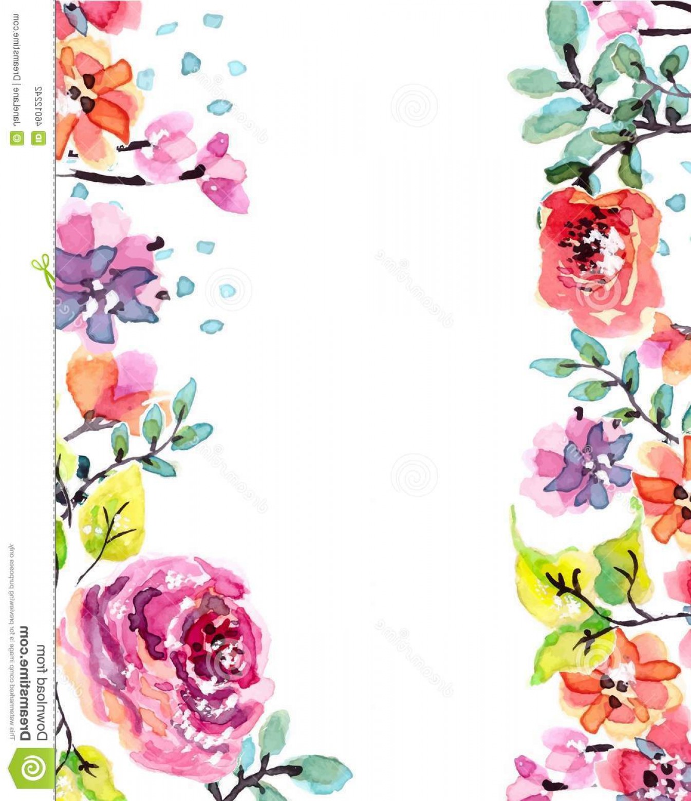 1345x1560 Stock Illustration Watercolor Floral Frame Beautiful Natural