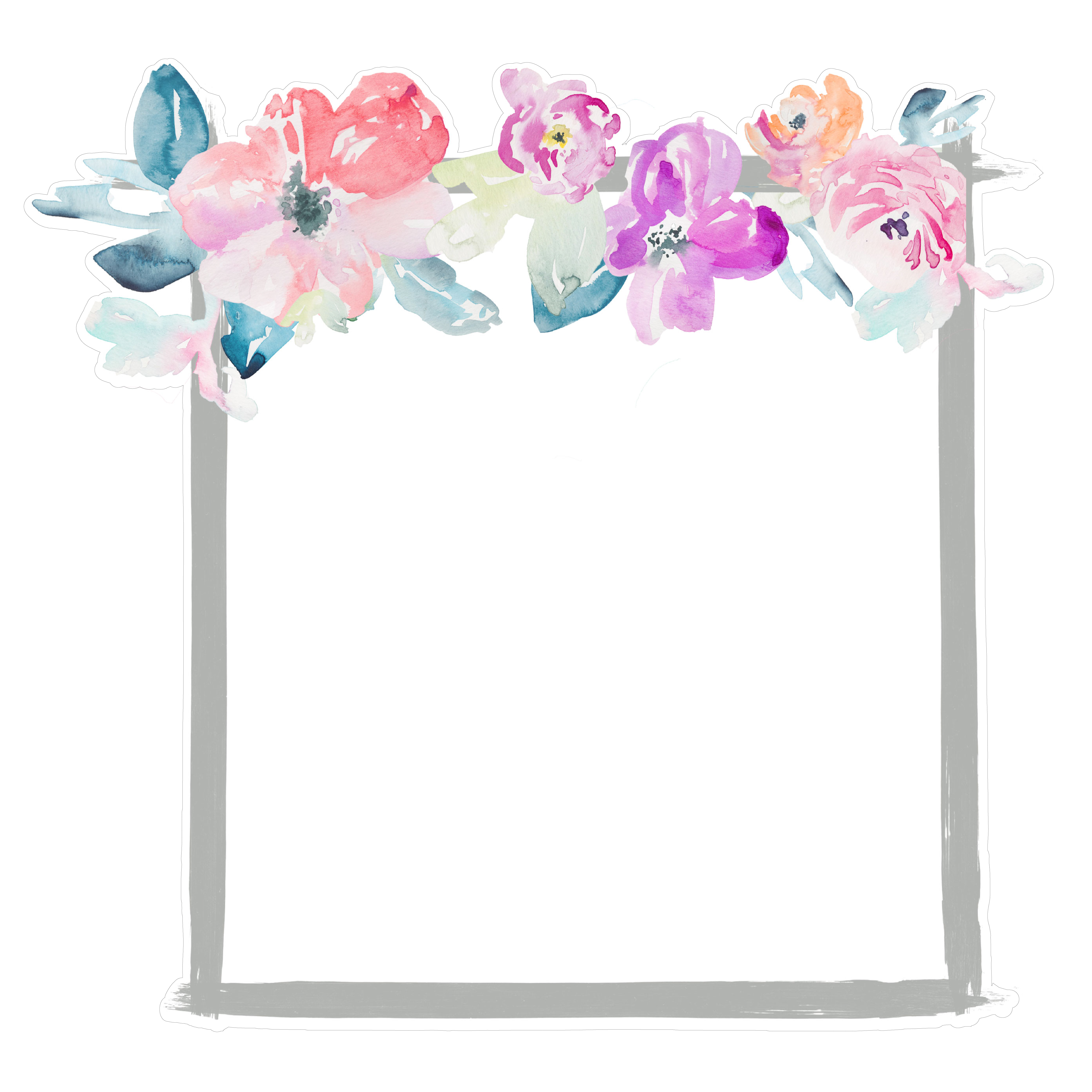 5100x5100 Watercolor Flower Frame Svg File. Svg Cut File
