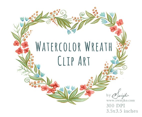 570x472 Floral Frame Digital Clipart Watercolor Flowers Watercolor Etsy