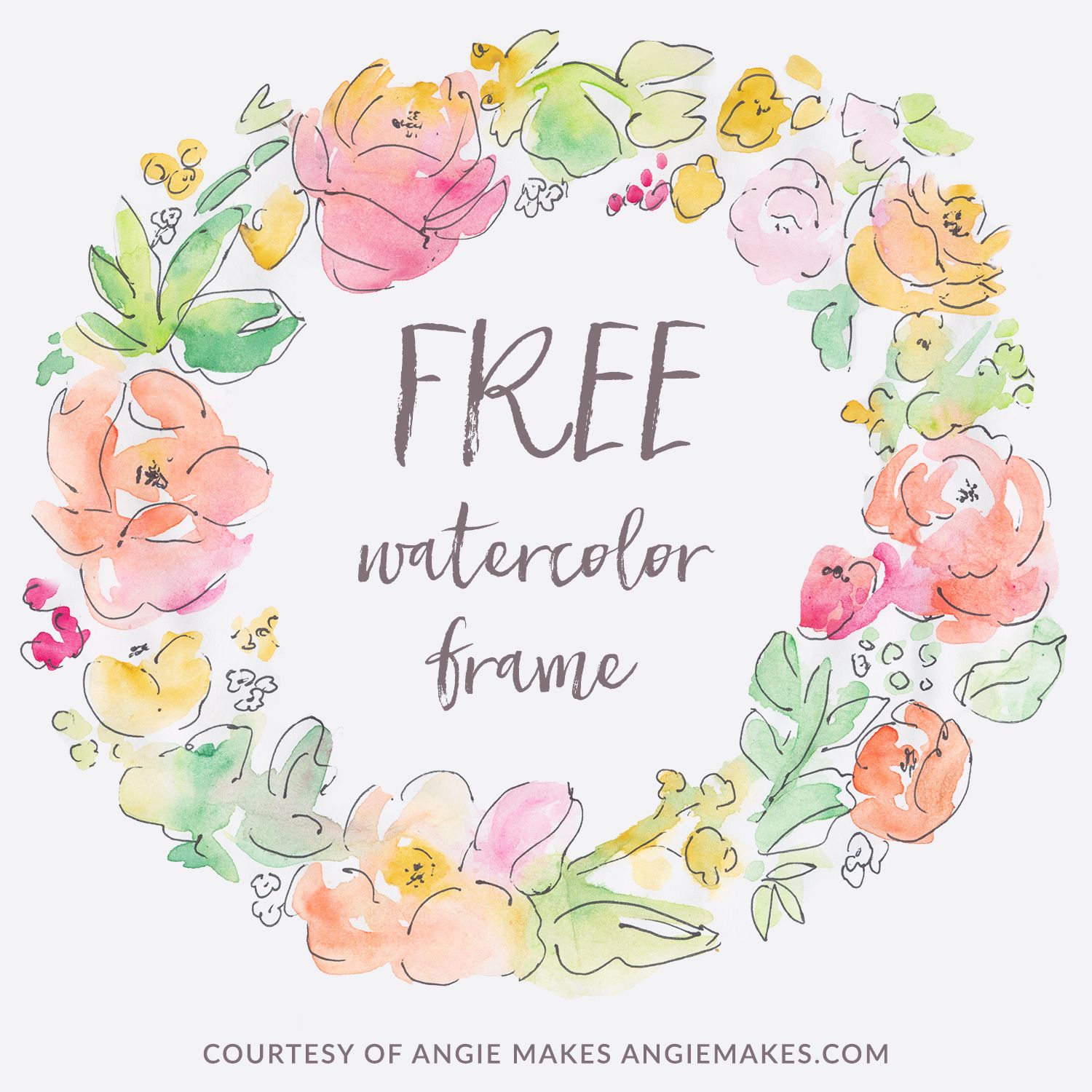 1500x1500 Free Watercolor Flower Frame Graphic Freebies