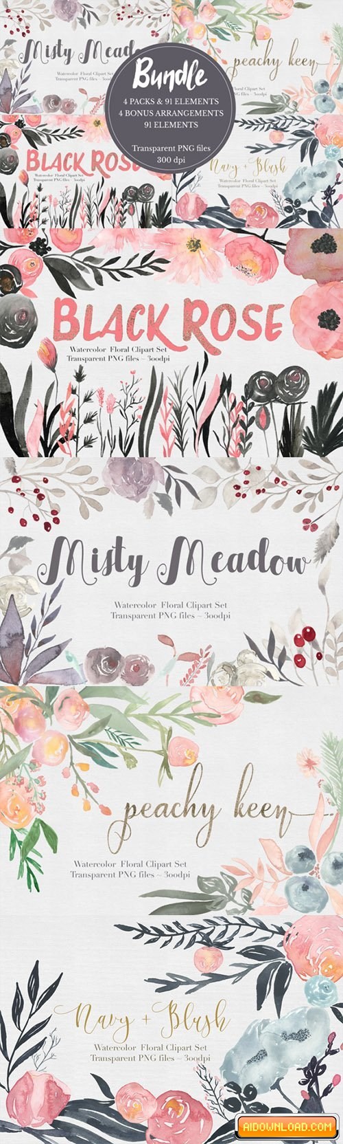 500x1664 Florist Watercolor Flowers Set Free Download Free Graphic