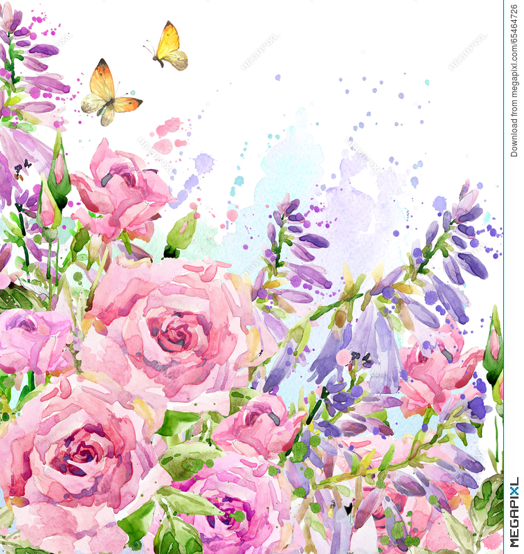 757x800 Watercolor Garden Flower. Watercolor Rose Illustration. Watercolor