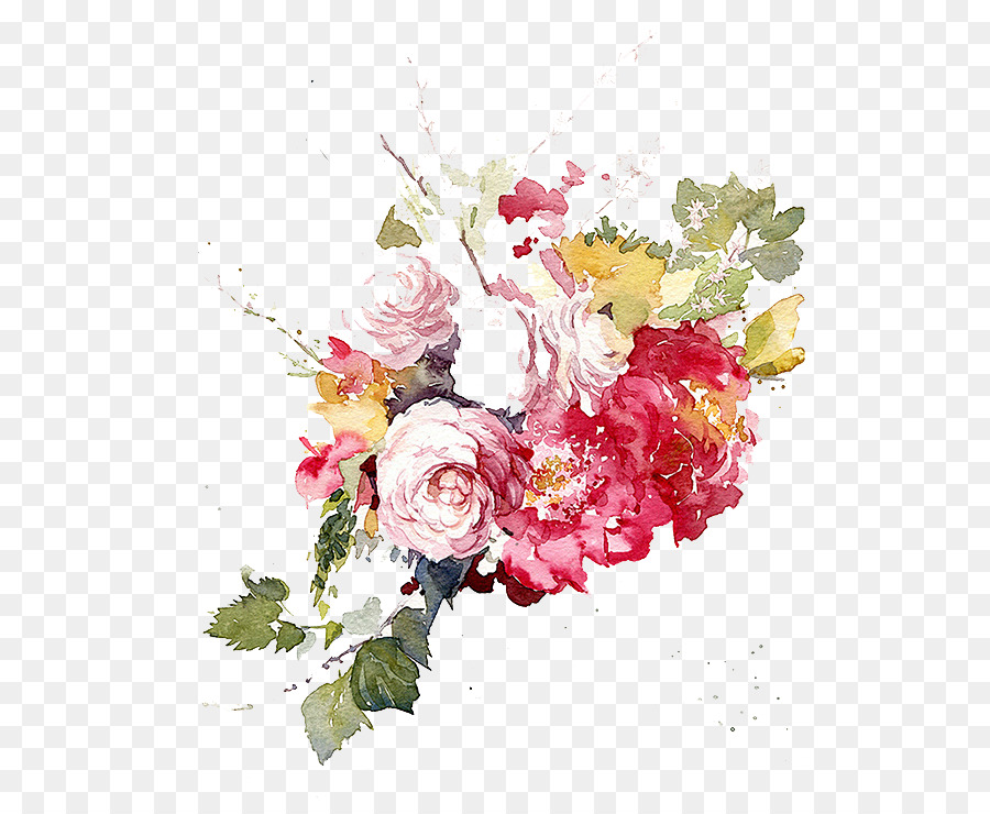 900x740 Watercolor Painting Garden Roses Flower Floral Design Illustration